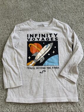 Garanimals Cream Long-Sleeve 'Infinity Voyages' Rocket Tee